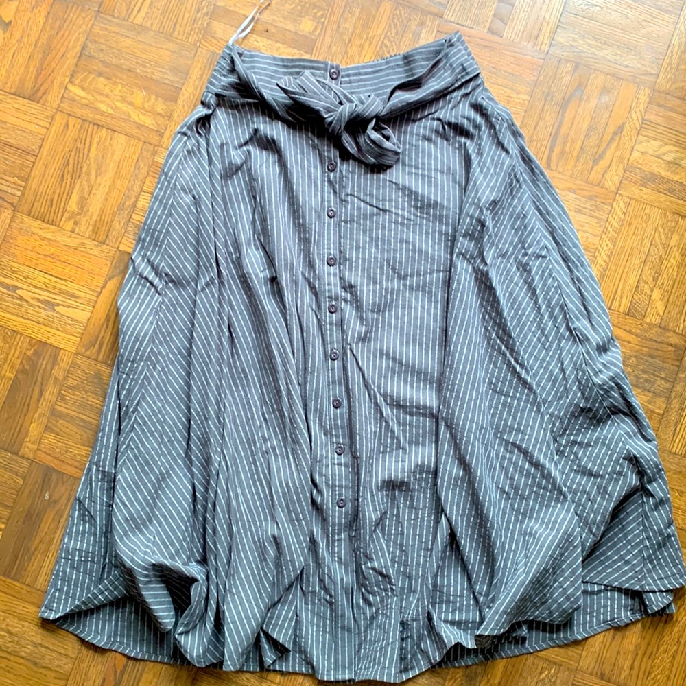 Grey and white striped skirt